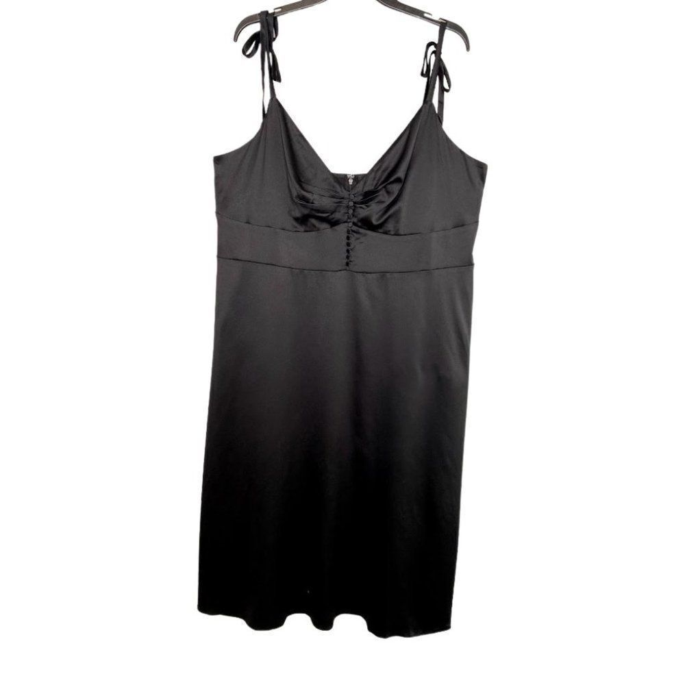 Danielle Bernstein Black Satin Sleeveless Midi Dress Sz 16W NEW